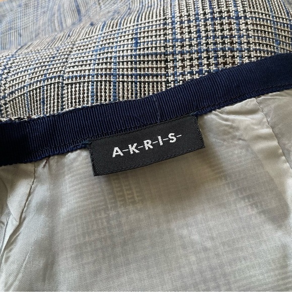 Akris High Waisted Gray Blue Wool Silk Linen Woven Pencil Skirt EUC Size 6 - Picture 5 of 6